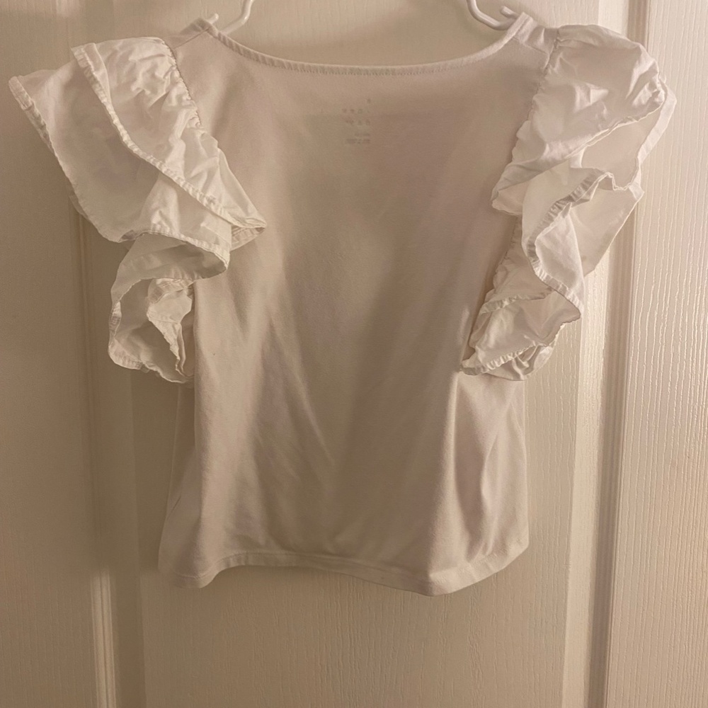 White Ruffle Sleeve Top - Picture 2 of 2